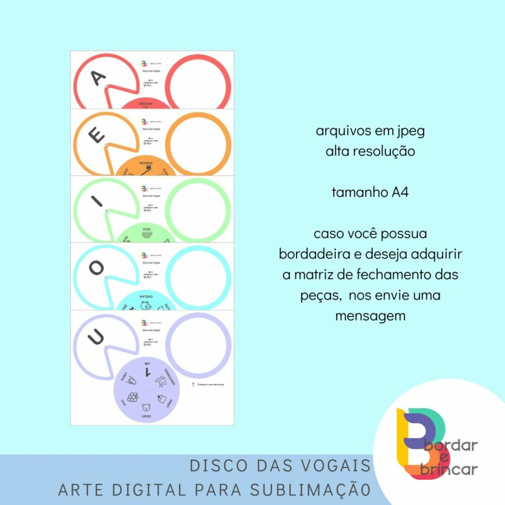 Discos Das Vogais Arte Digital Shop Bazar E Cia