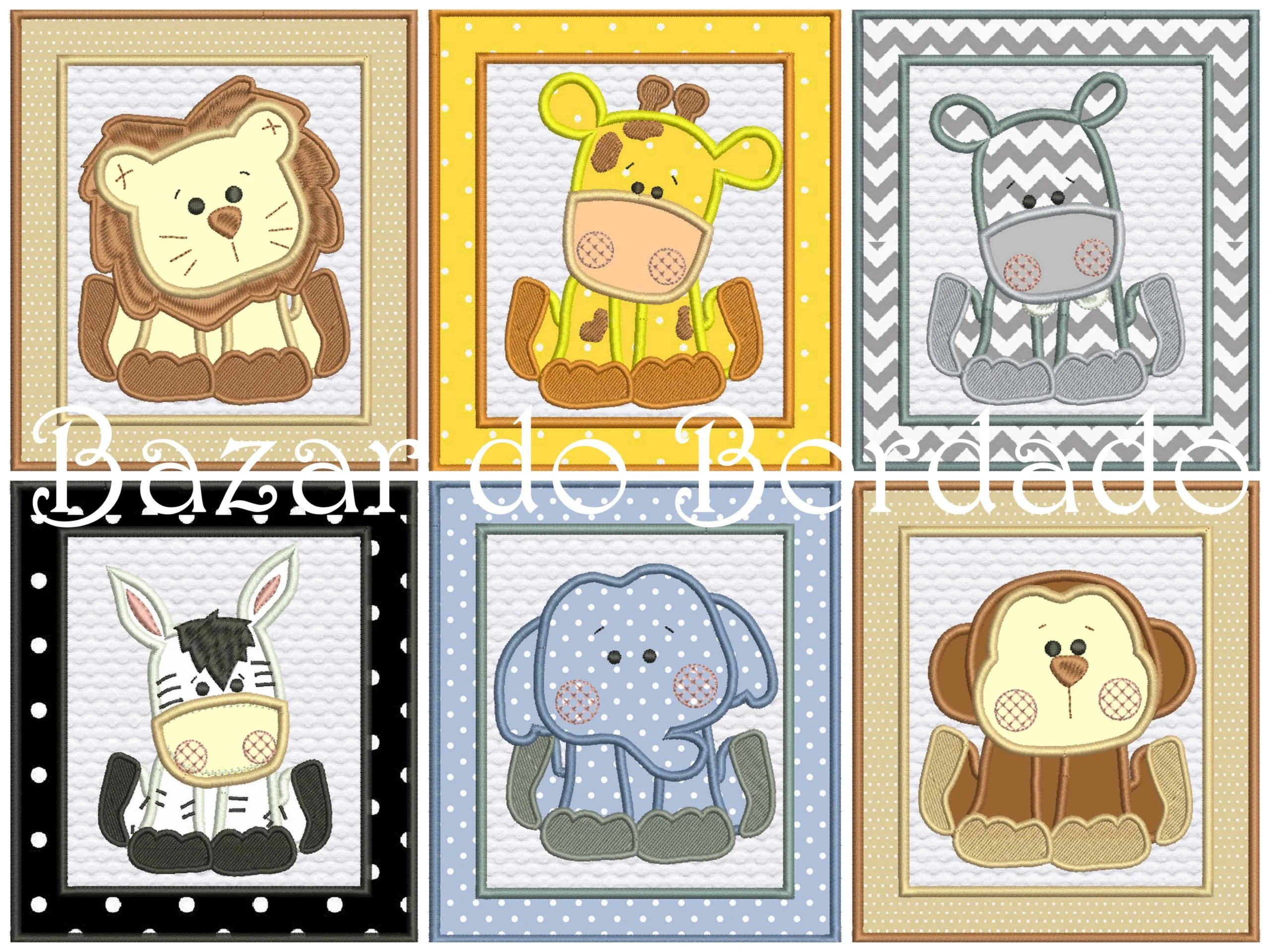 Matrizes de Bordado - Animais na Moldura - Imagem 1