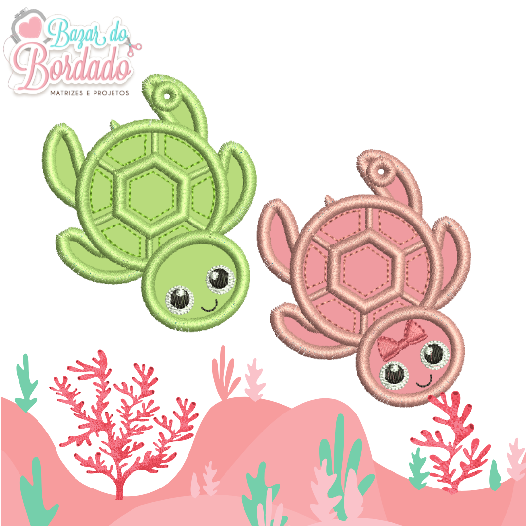 Matriz de Bordado - Chaveiro - Tartaruguinhas - Imagem 1