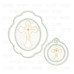 Projeto na Bordadeira - Moldura e Chaveiro Cruz - Técnica Trapunto