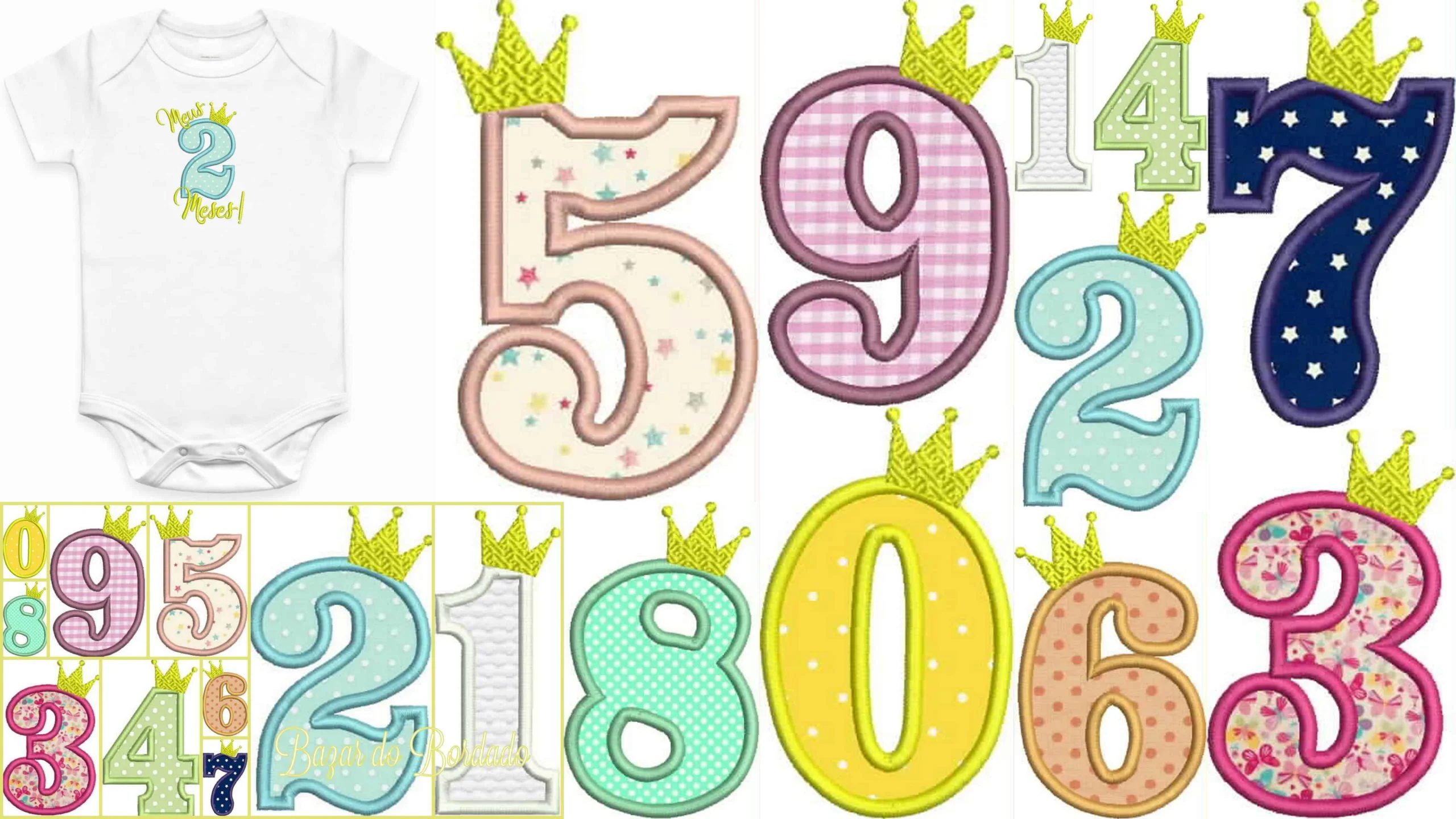 Matrizes de Bordado - Numerais com Coroa - Imagem 1
