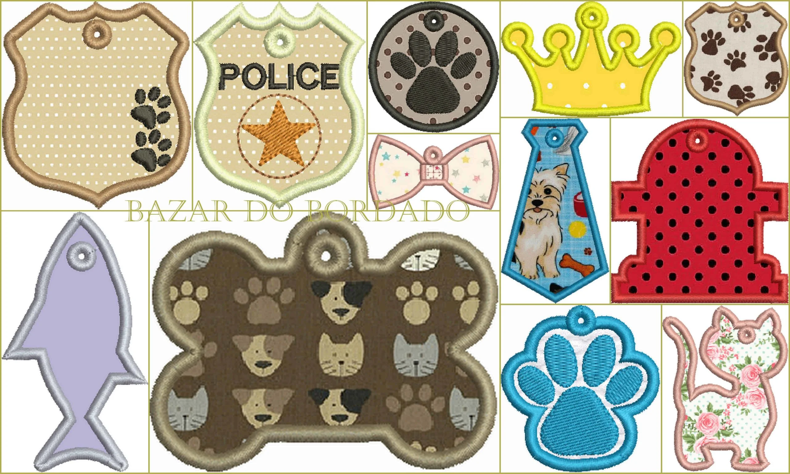 Projeto na Bordadeira - Tags ou Chaveirinhos Pet - Imagem 1