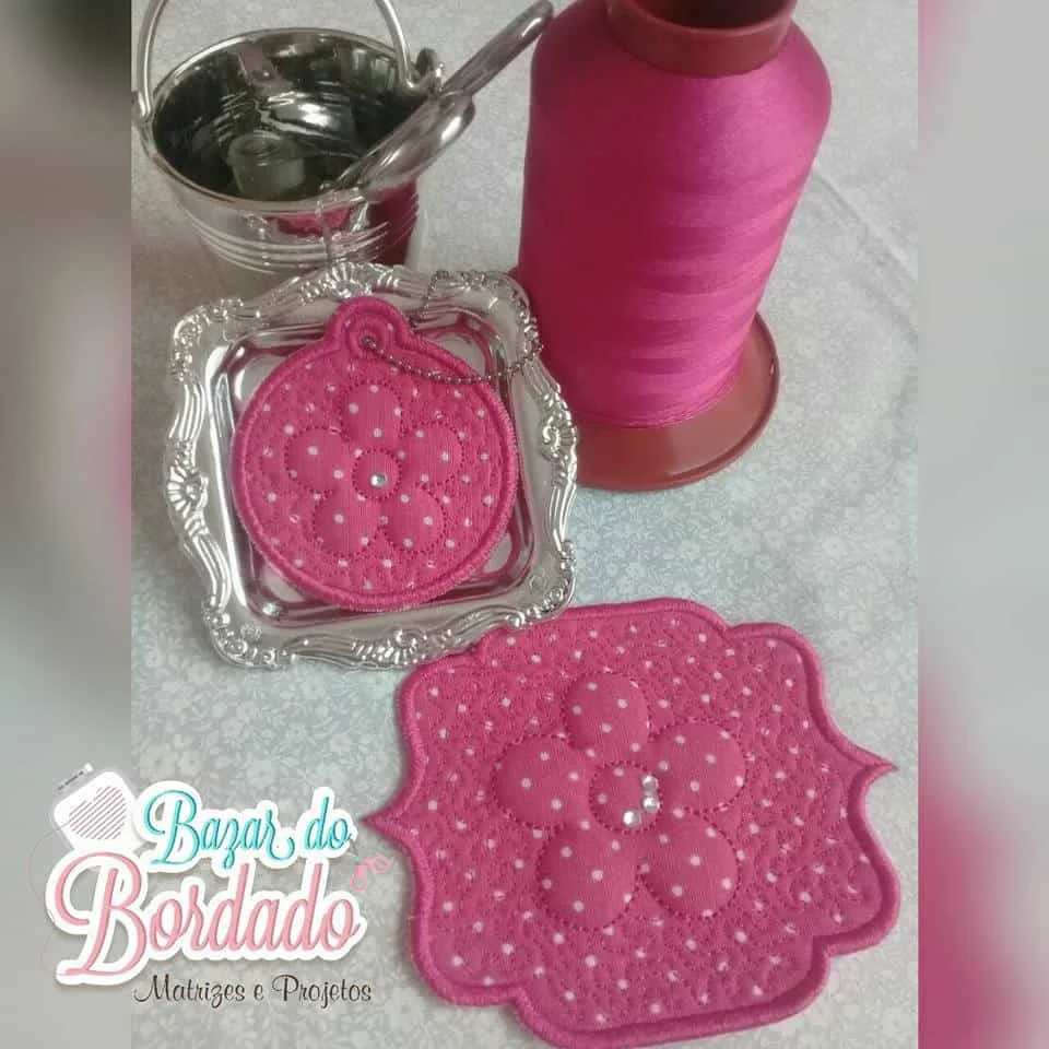 Matriz de Bordado - Molduras e Chaveiro Flor - Técnica Trapunto - Image 1