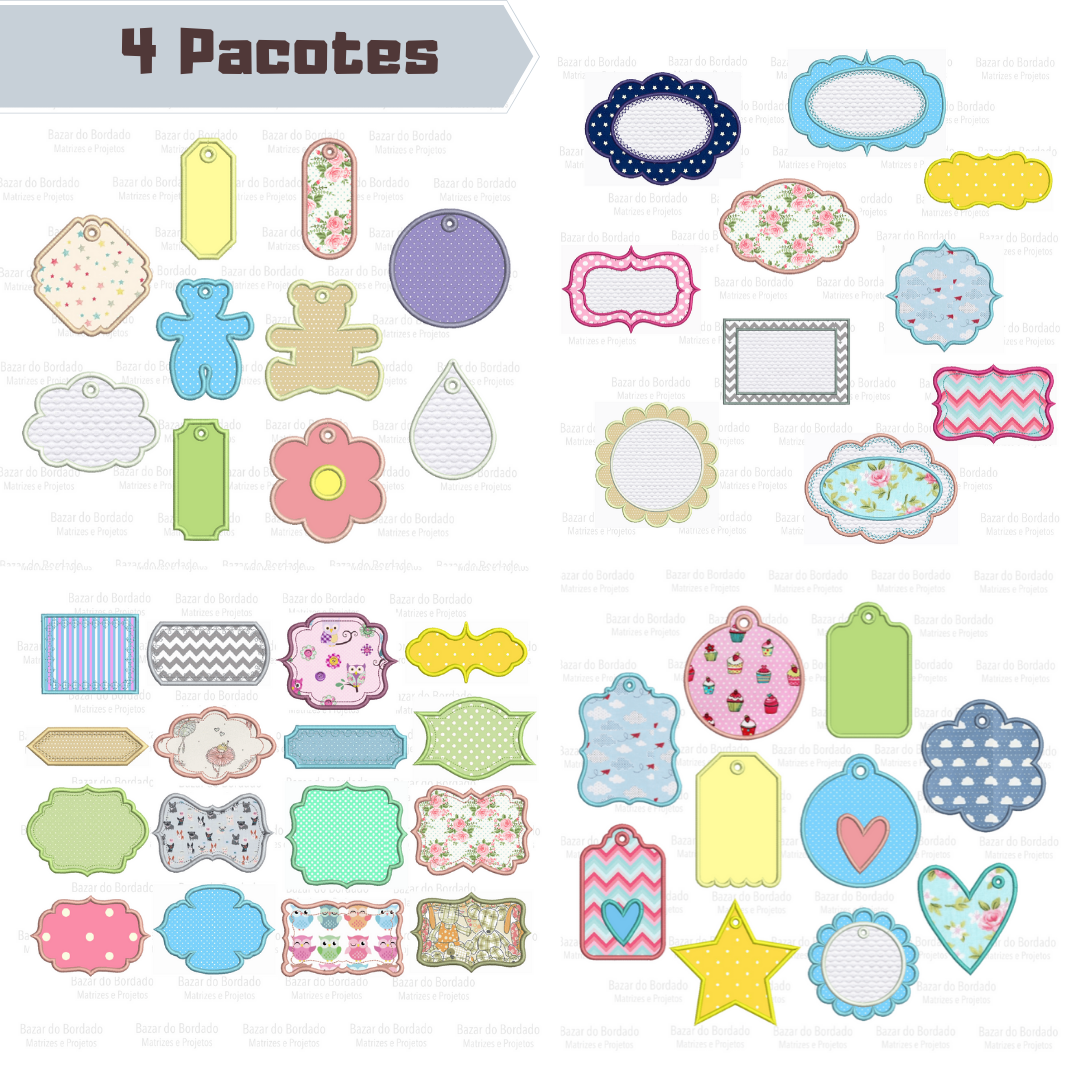 Projeto na Bordadeira - Pacotão Molduras e Tags Lisas - Image 1