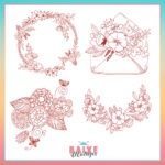 Matriz de Bordado - Coleção Floral RedWork - BM