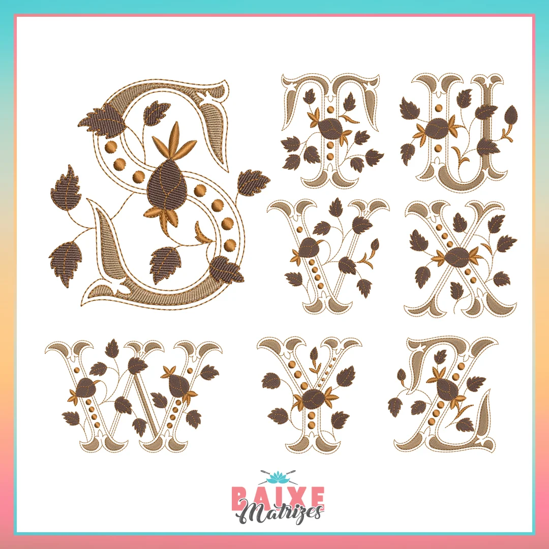 Matriz de Bordado - Monograma Retrô - BM - Imagem 3