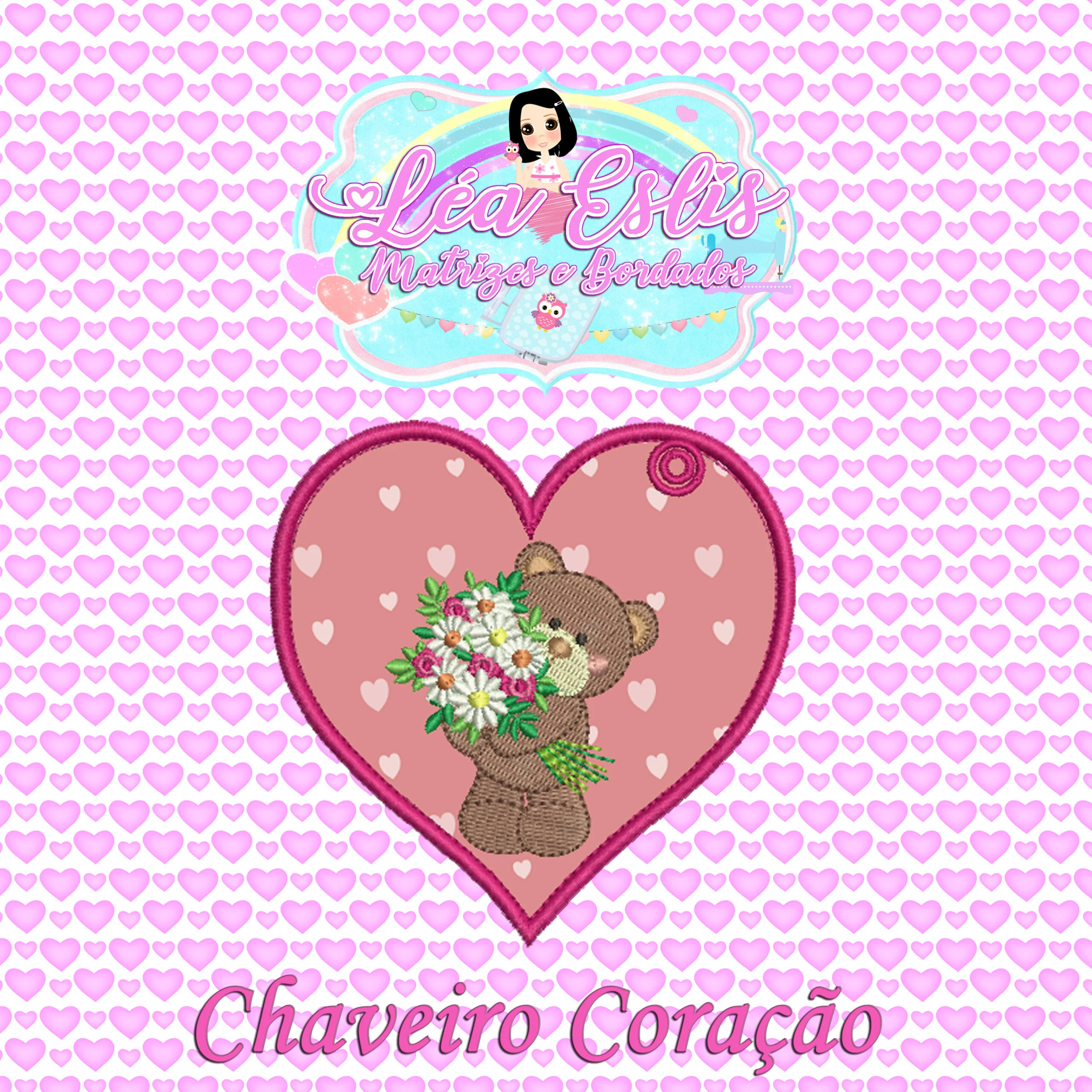 Matrizes de Bordado - Ursinha com flores - Image 2