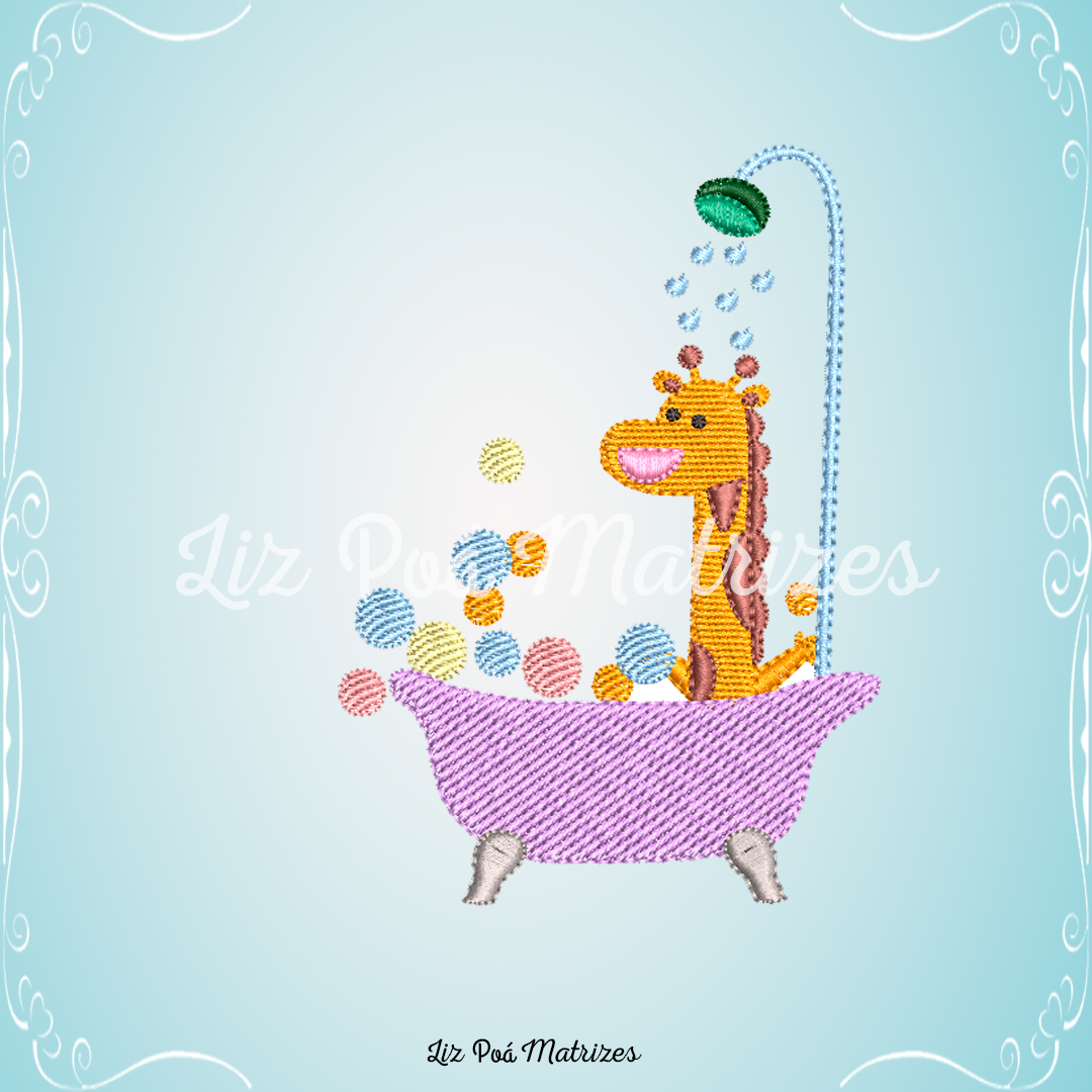 Matriz de Bordado - Girafa Banheira - Imagem 1