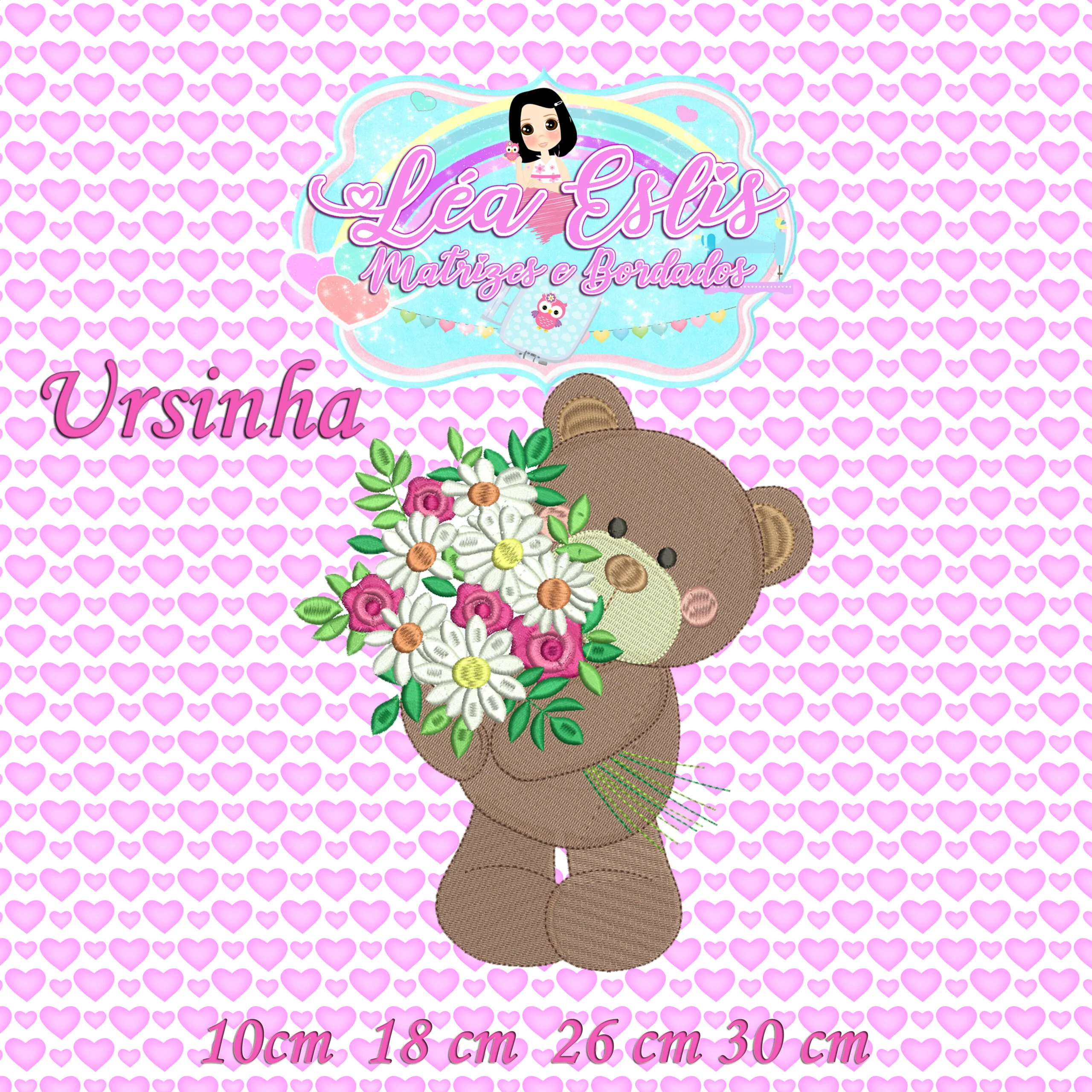 Matrizes de Bordado - Ursinha com flores - Image 5