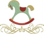 Matriz de bordado Cavalinhos e ramos - Imagem 2