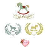 Matriz de bordado Cavalinhos e ramos