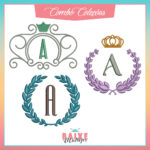 Combo Coleções de Matrizes de Bordado - Monogramas Coroa e Ramos - BM