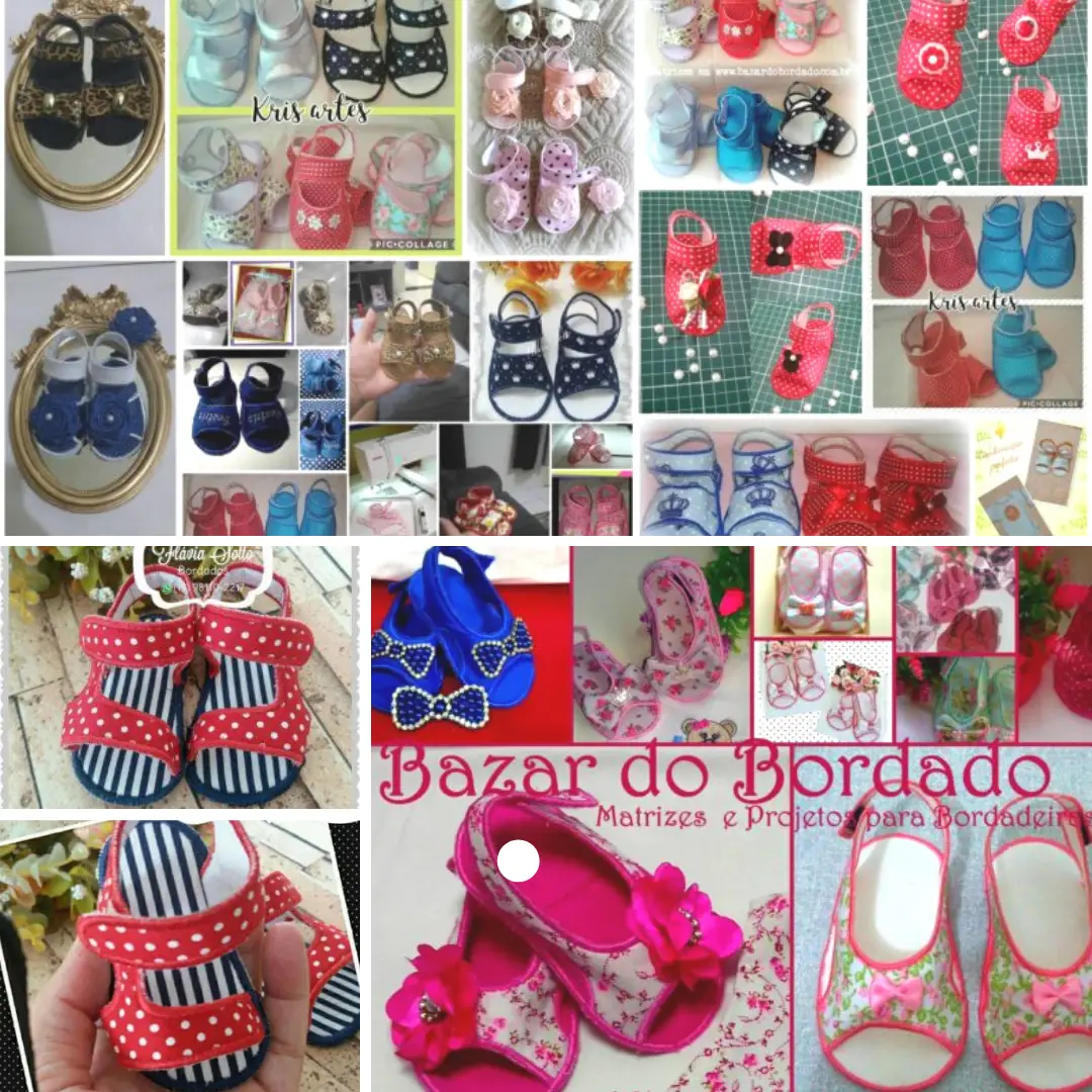 Loja de Matrizes Projetos na Bordadeira - Sandalinhas de Bebê (Pacote 3 modelos) - Imagem 1