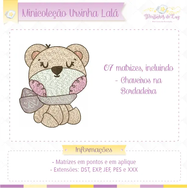 Matriz de Bordado - Ursinha Lalá - Minicoleção - Imagem 1