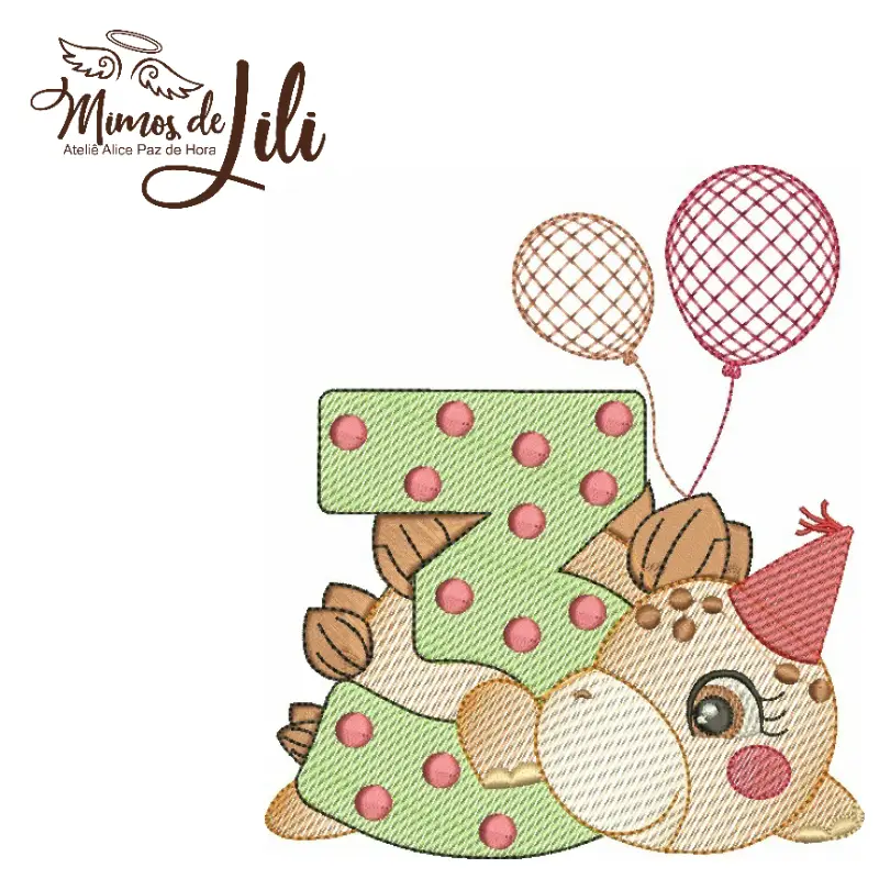 Matriz de Bordado - Dinossauro Mês versário - Imagem 5