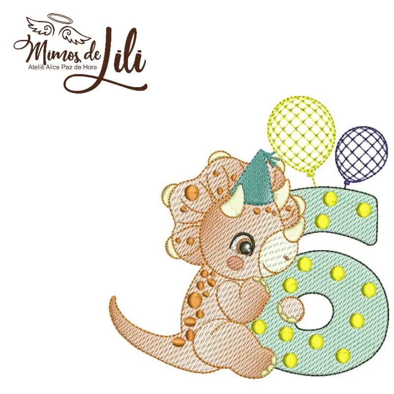 Matriz de Bordado - Dinossauro Mês versário - Imagem 12
