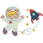 Matriz de Bordado - Coleção 6 matrizes Astronauta Menina 02 - Imagem 2