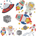 Matriz de Bordado - Coleção 6 matrizes Astronauta Menina 1