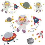 Matriz de Bordado - Coleção 6 matrizes Astronauta Menina 02