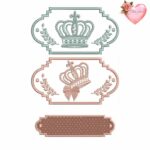 Matriz de bordado Pacotinho tag em aplique com coroa e tag para nomes