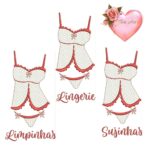 Matriz de bordado roupas intimas feminina limpas e sujas