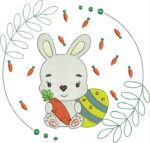Matriz de bordado Coelhinho na moldurinha com cenouras - Image 2