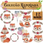 Matriz de Bordado - Coleção Raposinha Balões Girl - 12 Matrizes