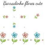 Matriz de bordado Barradinho cute com quilting flores cute