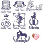 Matriz de bordado Semaninha pano de copa cavalos farm house