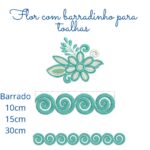 Matriz de bordado Barrado floral e arabescos