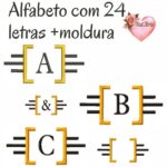 Matriz de bordado alfabeto mais moldura
