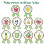 Matriz de bordado semaninha selo aplique com frutas