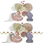 Matriz de bordado Noivinhos beijando