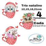 Matrizes de Bordados - TRIO DE NATAL-ANIMAIS NA XÍCARA