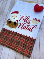 Matriz de Bordado Papai Noel Chaminé em Aplique Feliz Natal
