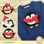 Matrizes de Bordado Trio Pinguinzinhos de Natal Apliques