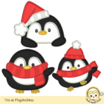 Matrizes de Bordado Trio Pinguinzinhos de Natal Apliques - Image 3