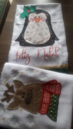 Matriz de bordado pinguim e luzes de natal aplique - Imagem 2