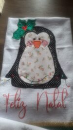 Matriz de bordado pinguim e luzes de natal aplique - Imagem 3