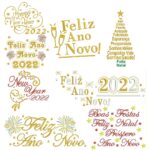 Matriz de bordado Pacote feliz natal e próspero ano novo