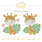 Matrizes de Bordado Safari - Coleção Selva - Coala - Leão - Girafa - Rinoceronte - Panda - Zebra - Elefante - Bicho Preguiça - Imagem 5