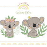 Matrizes de Bordado Safari - Coleção Selva - Coala - Leão - Girafa - Rinoceronte - Panda - Zebra - Elefante - Bicho Preguiça