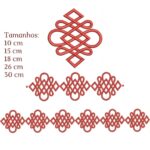 Matriz de bordado pacotinho pingente e barrados geometricos