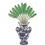 Matriz de bordado vaso portugues ornamental com palmeirinha