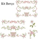 Matriz de bordado Kit berço rococós e laço delicado