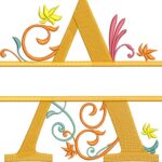 Matriz de bordado Alfabeto Split com arabescos - Imagem 23