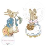 Matriz de Bordado Coelhos Peter e Beatrix Ponto Cruz NG1