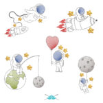 Matrizes de Bordado - Coleção Pequeno Astronauta em Pontos Leves - BM