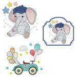 Matriz de bordado pacotinho elefante menino vintage
