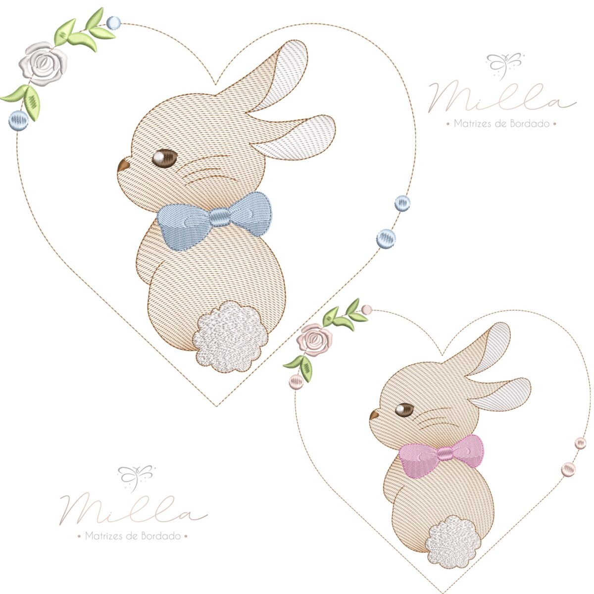 Matrizes de Bordado - Coelhos na Moldura - Image 1